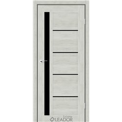 Двери межкомнатные Leador Express RIM Клен Айс Черное стекло