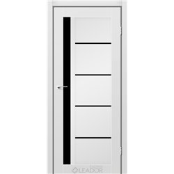 Двері міжкімнатні Leador Express RIM Сірий Мат Чорне скло