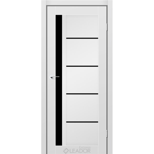 Двери межкомнатные Leador Express RIM Серый Мат Черное стекло