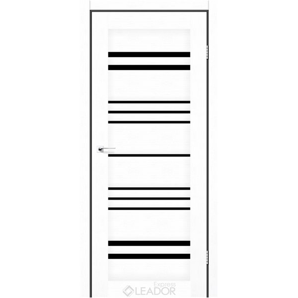 Двери межкомнатные Leador Express ANDORA Белый Лен Черное стекло