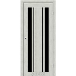 Двери межкомнатные Leador Express CALABRIA Клен Айс Черное стекло