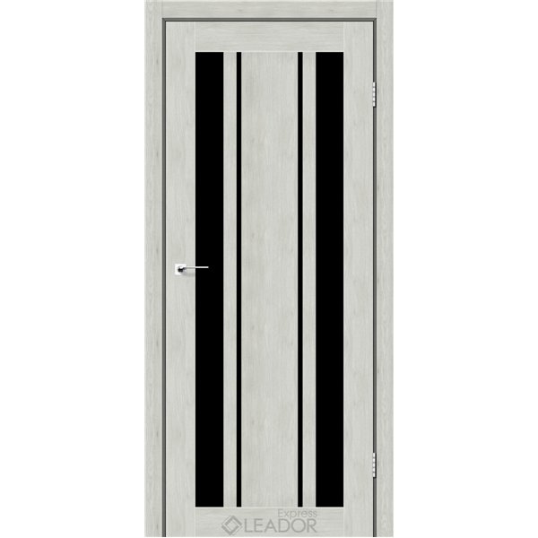 Двери межкомнатные Leador Express CALABRIA Клен Айс Черное стекло