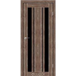 Двери межкомнатные Leador Express CALABRIA Клен Рубрум Черное стекло