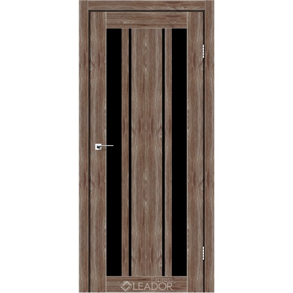 Двери межкомнатные Leador Express CALABRIA Клен Рубрум Черное стекло