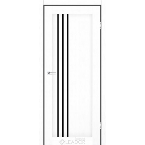 Двери межкомнатные Leador Express BELLUNO Клен Белый Черное стекло