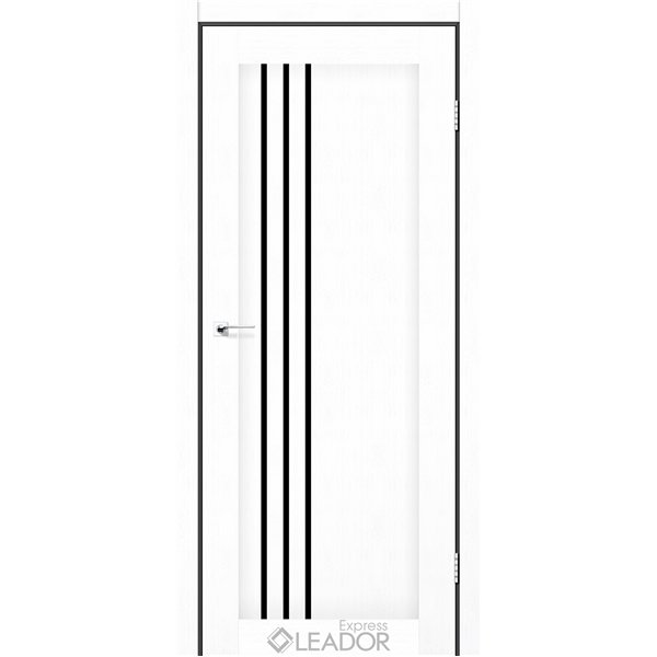 Двери межкомнатные Leador Express BELLUNO Белый Мат Черное стекло