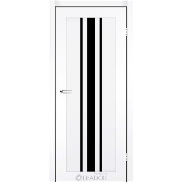 Двери межкомнатные Leador Express FERONA Белый Мат Черное стекло