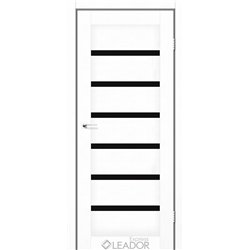 Двери межкомнатные Leador Express MILAN Белый Мат Черное стекло