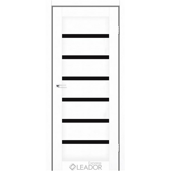 Двери межкомнатные Leador Express MILAN Белый Мат Черное стекло