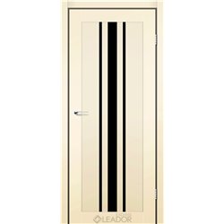 Двери межкомнатные Leador Express FERONA Бежевый Мат Черное стекло