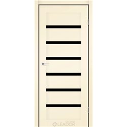 Двери межкомнатные Leador Express MILAN Бежевый Мат Черное стекло