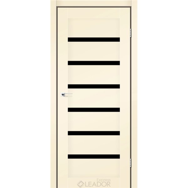 Двери межкомнатные Leador Express MILAN Бежевый Мат Черное стекло