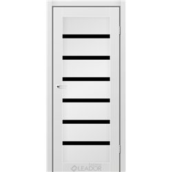 Двері міжкімнатні Leador Express MILAN Сірий Мат Чорне скло