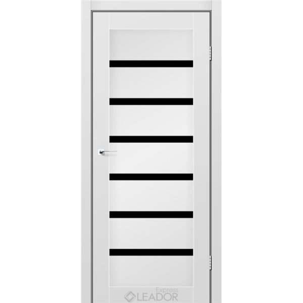 Двері міжкімнатні Leador Express MILAN Сірий Мат Чорне скло