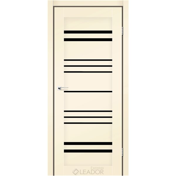 Двери межкомнатные Leador Express ANDORA Бежевый Мат Черное стекло
