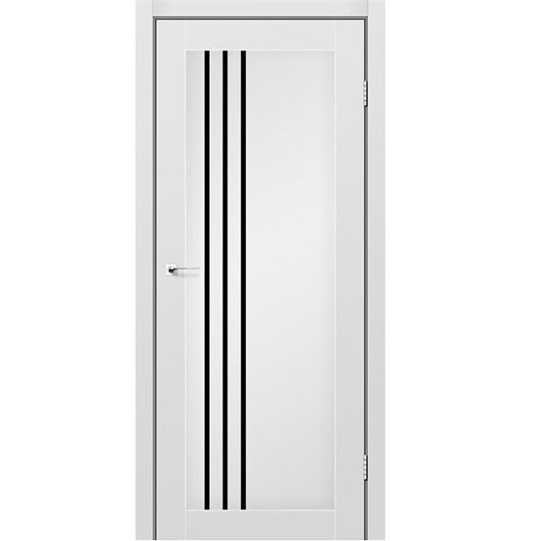 Двері міжкімнатні Leador Express BELLUNO Сірий Мат Чорне скло