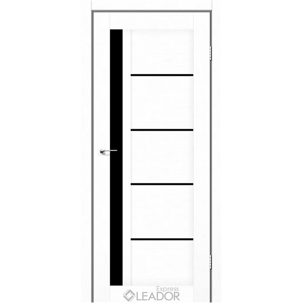 Двери межкомнатные Leador Express RIM Белый Мат Черное стекло