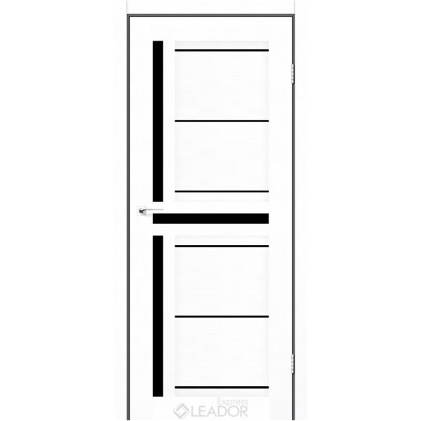 Двери межкомнатные Leador Express LARIANA Белый Лен Черное стекло