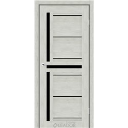 Двери межкомнатные Leador Express LARIANA Клен Айс Черное стекло