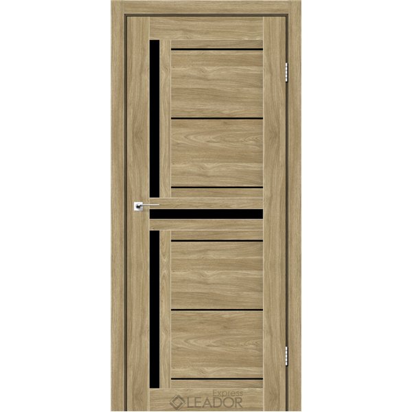 Двери межкомнатные Leador Express LARIANA Клен Золотой Черное стекло