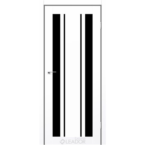 Двери межкомнатные Leador Express CALABRIA Белый Мат Черное стекло