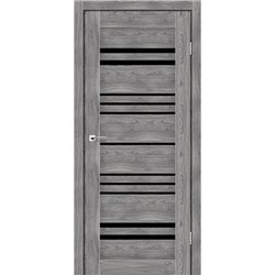 Двери межкомнатные Leador Express ANDORA Клен Грей Черное стекло