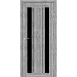Двери межкомнатные Leador Express CALABRIA Клен Грей Черное стекло