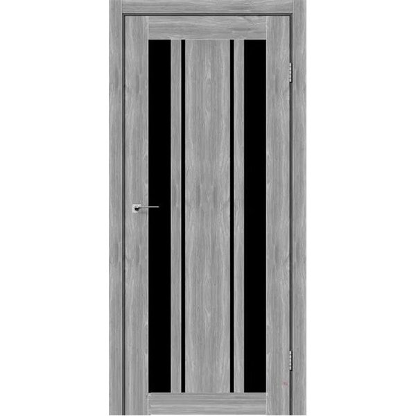 Двери межкомнатные Leador Express CALABRIA Клен Грей Черное стекло