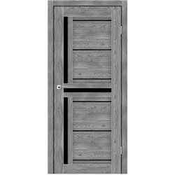 Двери межкомнатные Leador Express LARIANA Клен Грей Черное стекло