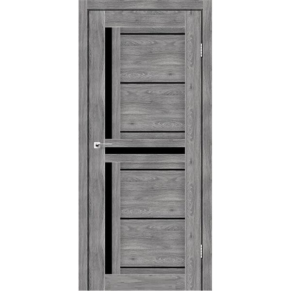 Двери межкомнатные Leador Express LARIANA Клен Грей Черное стекло