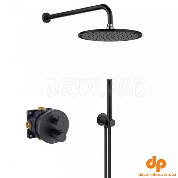 208313915 Kludi Nova Fonte Termo 300 Душова система з термостатом, чорний мат (1 сорт)