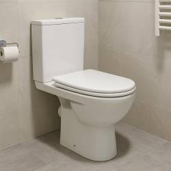 2397250UA STATUS Унітаз-компакт підлоговий, горизонтальний випуск, змивний бачок 3/6 л, нижній підвід, сидіння з кришкою поліпро