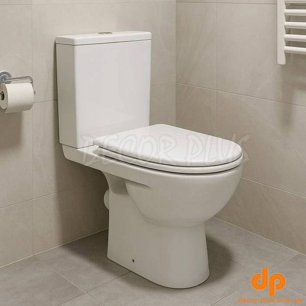 2397250UA STATUS Унітаз-компакт підлоговий, горизонтальний випуск, змивний бачок 3/6 л, нижній підвід, сидіння з кришкою поліпро