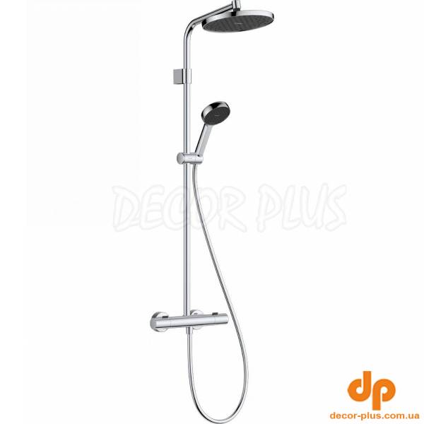 28078000 HG Activera S Душова система Showerpipe 240 1jet EcoSmart з Ecostat Fine Varia, хром (1 сорт)