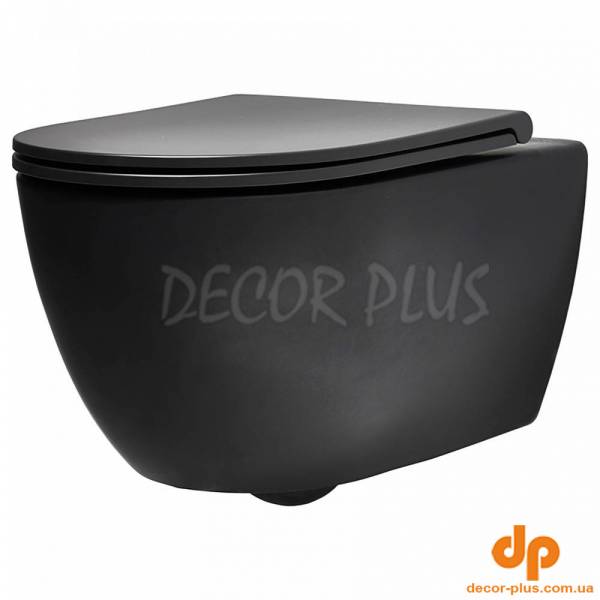 TR18/F85 /TR004  Trevi, Унітаз підвісний + набір кріп.F85 +кришка(TR004), чорний  матовий (1 сорт)