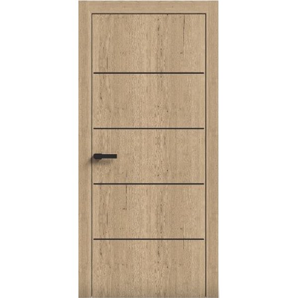 Двери межкомнатные Terminus Light ПК 07 Дуб Классический Молдинг ЧЕРНЫЙ или СЕРЫЙ