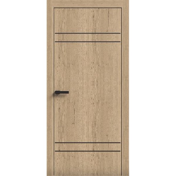 Двери межкомнатные Terminus Light ПК 08 Дуб Классический Молдинг ЧЕРНЫЙ или СЕРЫЙ