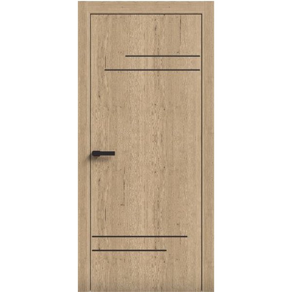 Двери межкомнатные Terminus Light ПК 09 Дуб Классический Молдинг ЧЕРНЫЙ или серый