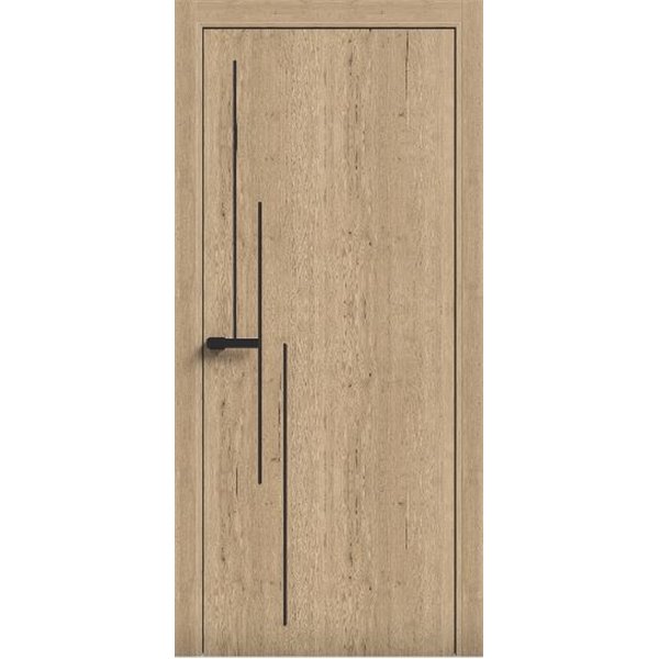 Двери межкомнатные Terminus Light ПК 12 Дуб Классический Молдинг ЧЕРНЫЙ или серый