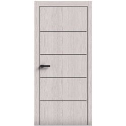 Двери межкомнатные Terminus Light ПК 07 Дуб Жемчужный Молдинг ЧЕРНЫЙ или серый