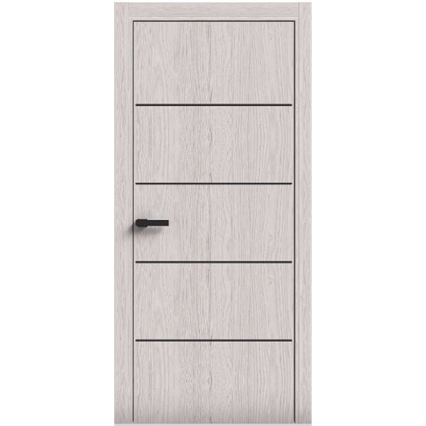 Двери межкомнатные Terminus Light ПК 07 Дуб Жемчужный Молдинг ЧЕРНЫЙ или серый