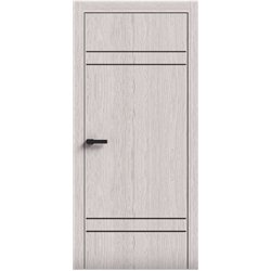 Двери межкомнатные Terminus Light ПК 08 Дуб Жемчужный Молдинг ЧЕРНЫЙ или серый