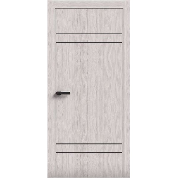 Двери межкомнатные Terminus Light ПК 08 Дуб Жемчужный Молдинг ЧЕРНЫЙ или серый