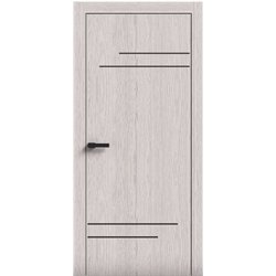 Двери межкомнатные Terminus Light ПК 09 Дуб Жемчужный Молдинг ЧЕРНЫЙ или серый