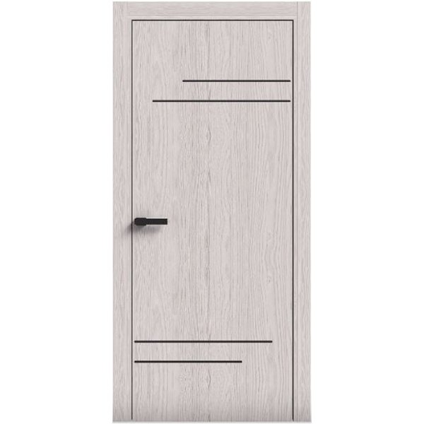 Двери межкомнатные Terminus Light ПК 09 Дуб Жемчужный Молдинг ЧЕРНЫЙ или серый