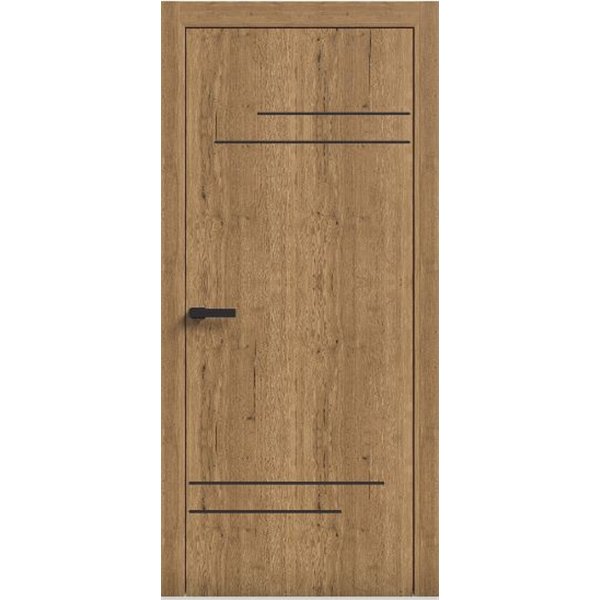 Двери межкомнатные Terminus Light ПК 09 Дуб Античный Молдинг ЧЕРНЫЙ или серый