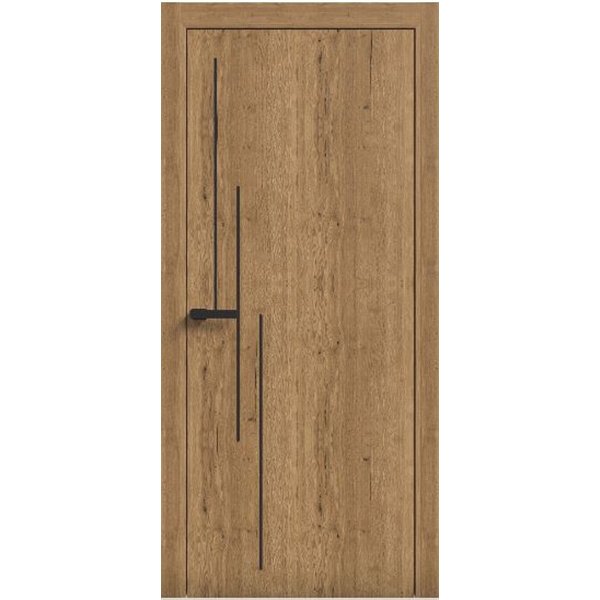 Двери межкомнатные Terminus Light ПК 12 Дуб Античный  Молдинг ЧЕРНЫЙ или серый