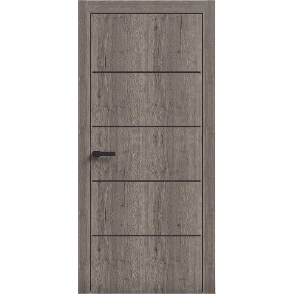 Двери межкомнатные Terminus Light ПК 07 Дуб Вулканический Молдинг ЧЕРНЫЙ или СЕРЫЙ