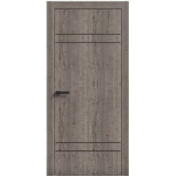 Двери межкомнатные Terminus Light ПК 08 Дуб Вулканический Молдинг ЧЕРНЫЙ или СЕРЫЙ
