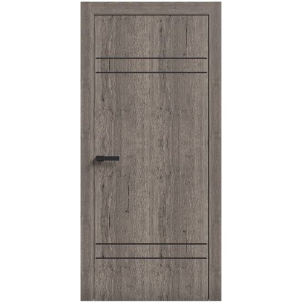 Двери межкомнатные Terminus Light ПК 08 Дуб Вулканический Молдинг ЧЕРНЫЙ или СЕРЫЙ